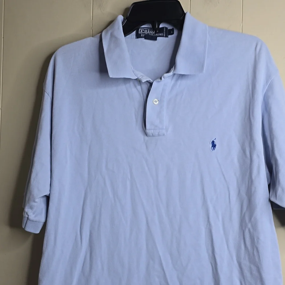 Polo by Ralph Lauren Men's Light Blue Polo Shirt Large